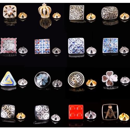 Fashion Brooch Hand painted black enamel Gold Silvery blue Crystal brooches Lapel Pin For Men accessories jewelry wholesale