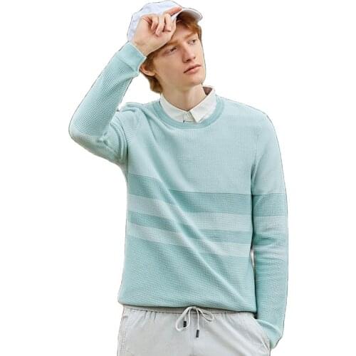 Sweater men 2020 spring new shirt-collar trend knitted pullover thick slim sweater for man