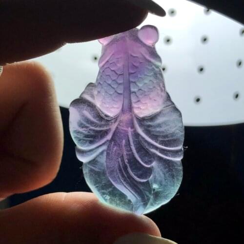 Natural colorful fluorite carving lovely goldfish decoration