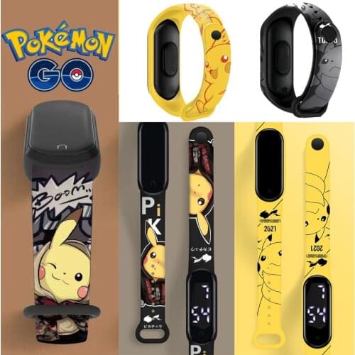 New Pokemon Pikachu Electronic Watch Anime Boys Girls Cartoon Digital Bracelet Sports Waterproof Watch Student Simple Watch Gift