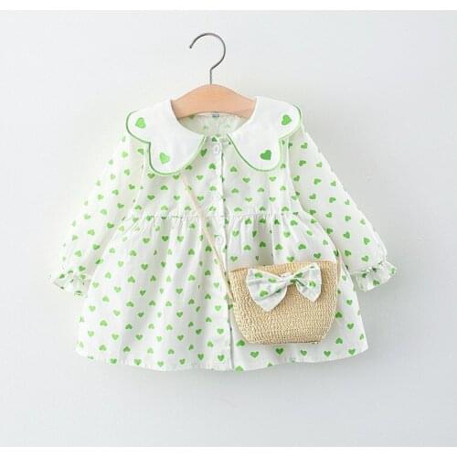 Autumn Baby Girl Clothes Newborn Dresses Toddler Girls Long Sleeve 1 Year Birthday Princess Dress For Girls Clothing + Bag