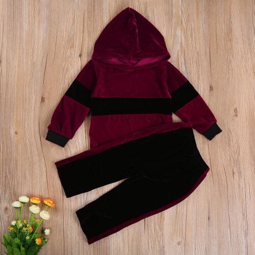 Autumn Girls Kids Velvet Long Sleeve Hoodies+Trousers 2 Piece Set 2020 Toddler Costume Outfits Baby Clothing Tracksuit 1-7Y