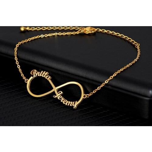 Custom Infinity Style Name Bracelet Silver Gold Chain Stainless Steel Personalized Name Bracelets Women Couple Jewelry Gifts BFF