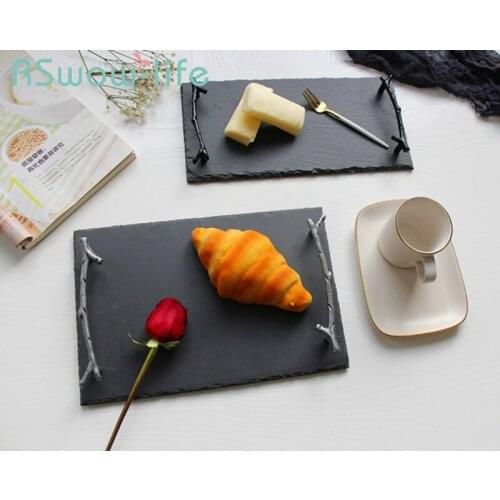 Creative Retro Twig Handle Trays Home Restaurant Western Dish Food Tray Special Service Tray Tableware For Kitchen Storage