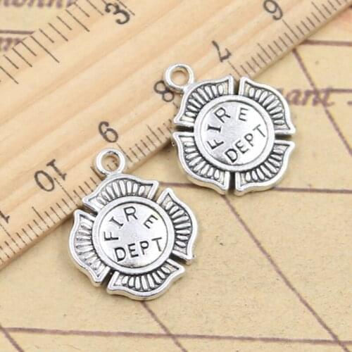 10pcs Charms Fire Dept 22x18mm Tibetan Silver Color Pendants Antique Jewelry Making DIY Handmade Craft