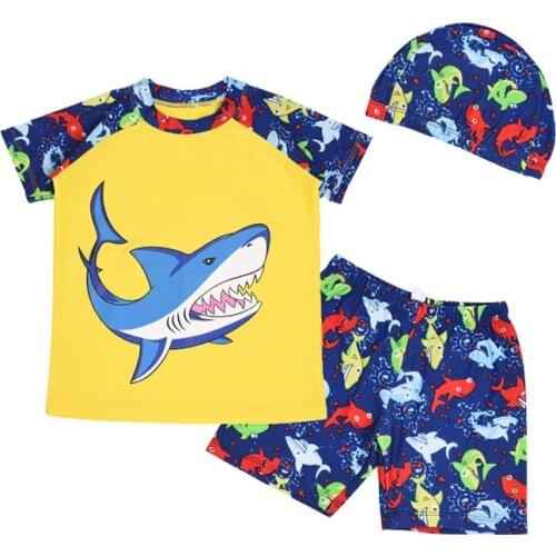 FINAL SALE!!! 3~8Y Boys Swimming Suits Kids Beachwear Swimming outfit for Kids Boys Surfing suit with cap-K364
