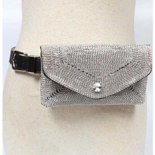 6PCS / LOT Luxury Designer Belt Waist Pack Rhinestone Women Waist Bag Money Phone Pouch Fashion Lady Fanny Bag Purses