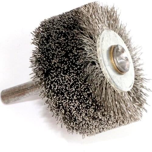 2" inch Wide Face Wire Wheel Conflex Brush For Drill Round Shank Steel Crimped Wire 2" Diameter 0.0118" Wire Diameter 1/4" Shank