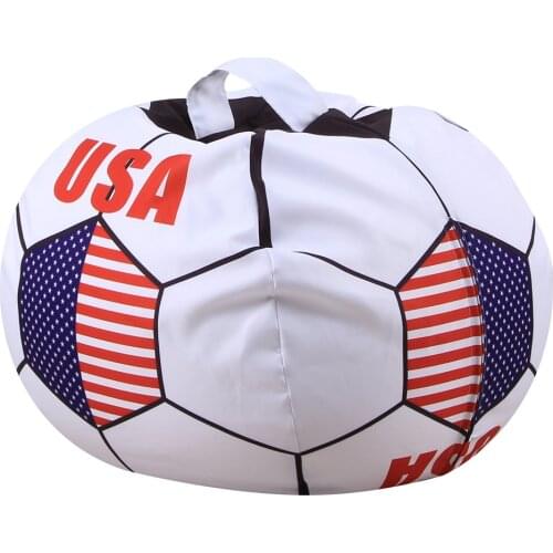 Football Shape Bag Stuffed Animal Storage Bean Bag Chair Kids Clothes USA france soccer cup Toy Organizer gift