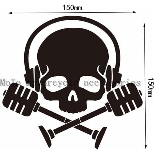 Motorcycle decoration Music skulls applique stickers For HONDA SUZUKI YAMAHA KAWASAKI black