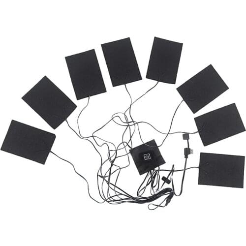 Smart Warm 8 in 1 Electric Clothes Inner Heating Pads Set Warming Thermal Vest Heated Patch for Outdoor Winter Camping