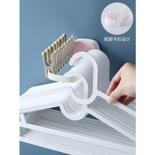 Hanger storage artifact free perforation balcony finishing rack space saving hanging type multifunctional hook for holding clips