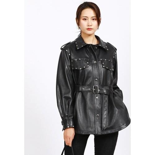 2021 Spring New Designer Womens Sheepskin Genuine leather loose coat C516