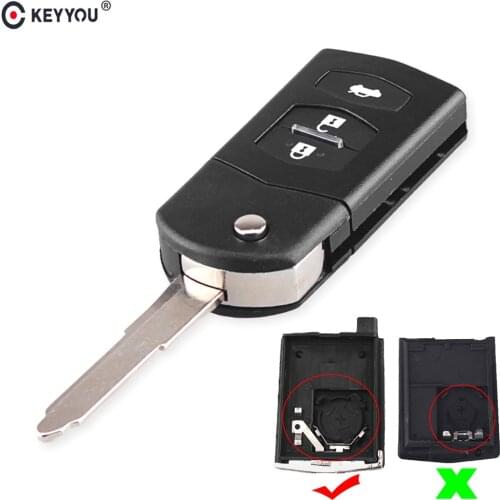 KEYYOU Replacement Folding Car Key Shell For MAZDA 2 3 5 6 RX8 MX5 Flip Remote Key Black Fob Case Cover 3 Buttons key