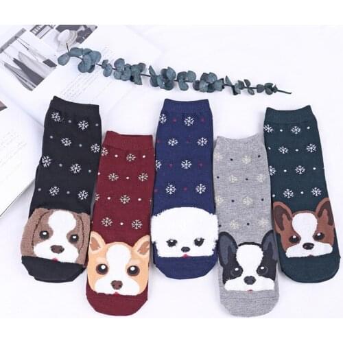 YSMILE Y Newest Women Fashion Cartoon 3D Dog Snowflake Socks Autumn Winter Soft Comfortable Daily Casual Sock For Female Girl