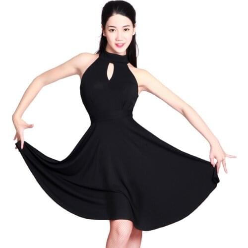 Latin Dance Dress Women Sleeveless Black Practice Clothes Ballroom Dance Competition Dress Samba Tango Rumba Costumes VO1016