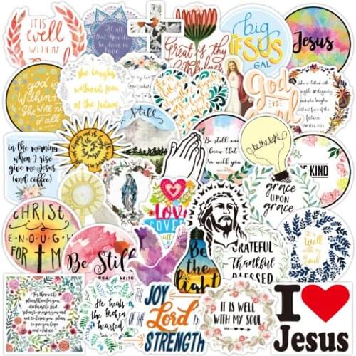 10/30/50PCS Jesus Christian Faith Graffiti Waterproof Decoration Trolley Case Stationery Box Water Cup Sticker Wholesale