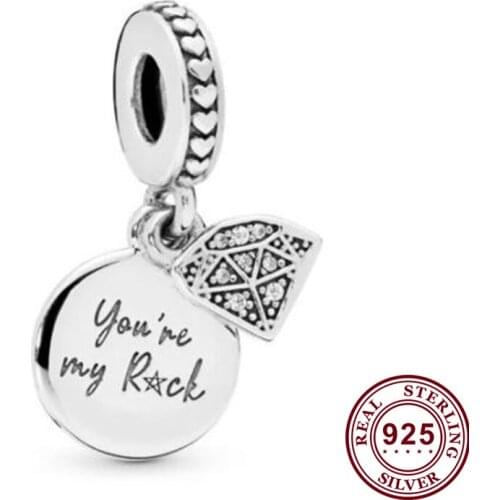 100% 925 Sterling Silver Charm Creative Round With Crystal Pendant Fit Pandora Women Bracelet & Necklace Diy Jewelry