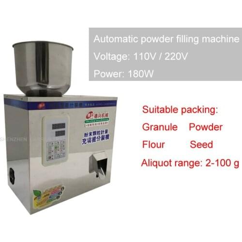 2-100g Tea Packaging Machine Grain Filling Machine Granule Medlar Automatic Salt Weighing Machine Powder Seed Filler MG-100