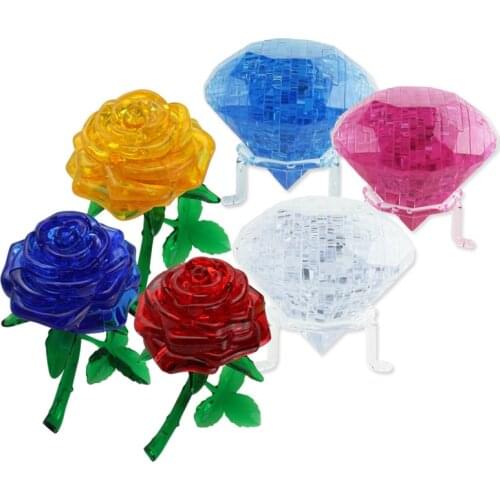 3D Cube Puzzle 3D Rose Diamond Crystal Puzzle Hand Game Toy Challenge Balance Educational Toys For Children Kids Birthday J09301