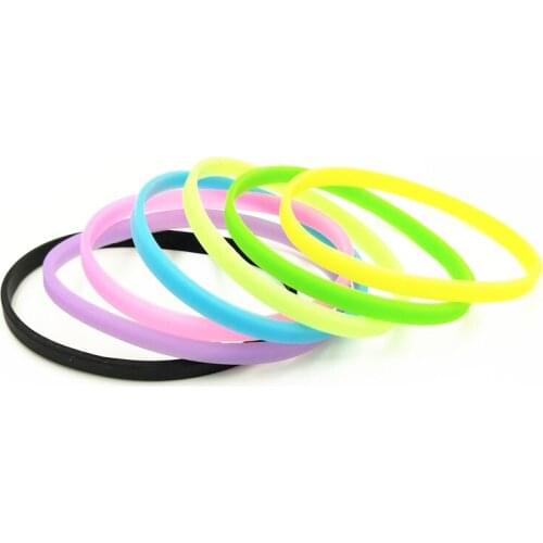 5PCS Neon Fluorescent Luminous Silicone Wristband Rubber Gummy Hairband Unisex Glow in Dark Rubber Bracelets&bangles SH279