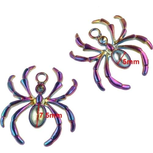 5pcs Rainbow Charms Alloy Punk Spider Pendant for Women Men Pendant Collar Necklace 23605
