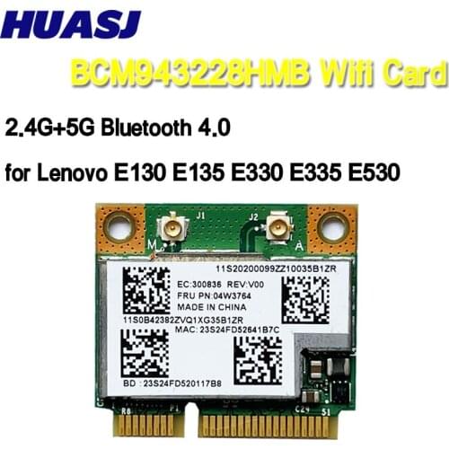 BCM943228HMB WIFI Wireless BT4.0 Half MINI PCI-E Card 300Mbps 2.4 + 5G for Lenovo E130 E135 E330 E335 E530 E535 E430