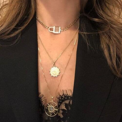 Miami Cuban chain Choker Necklace Exaggerated Thick Chain European&America Iced out cz key Pendant Necklace Women Jewelry