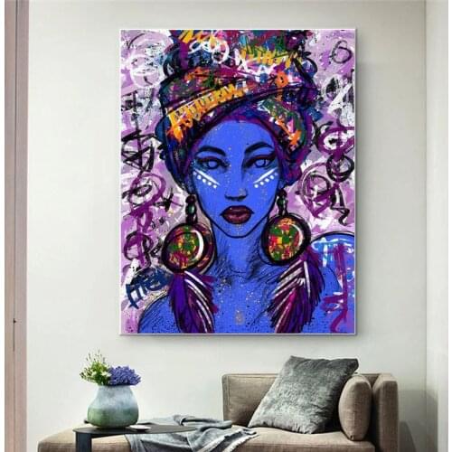 Black-haired black Africans and interesting historical facts about slavery graffiti art print room decoration canvas painting