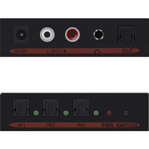SPDIF/TosLink Digital Optical Audio Switchers 3x1 with IR Optical Switch Adapter digital optical TosLink Switch For DVD