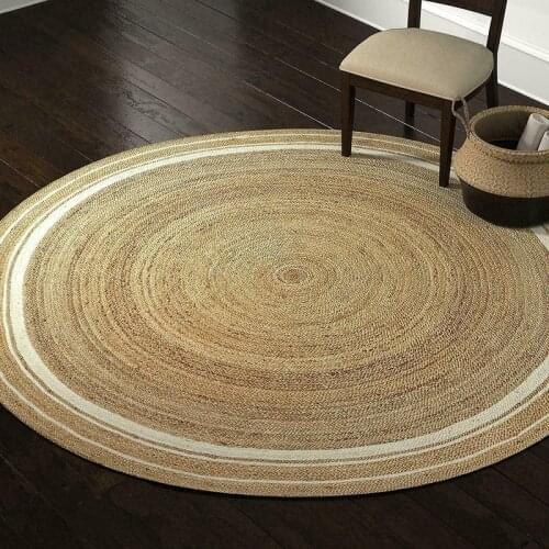 Carpets for Living Room Decoracion Jute Round Rug 100% Natural Jute Braided Style Rug Reversible Modern Area Rug
