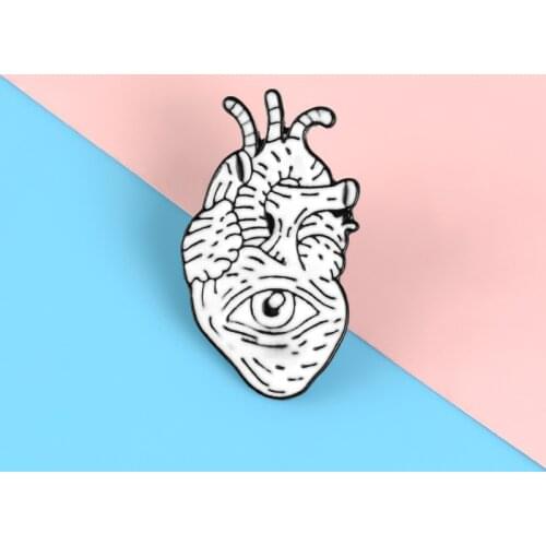 Creative Fun Body Organs Heart Eyes Enamel Heart Alloy Badge Denim Clothes Bags Pins Cute Punk Jewelry Accessories Gifts For Kid