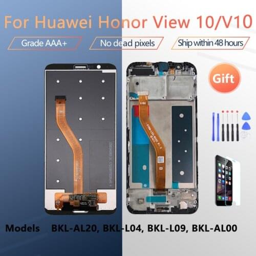 For HUAWEI Honor View 10/V10 BKL AL20 L04 L09 LCD screen assembly with front case touch glass, original Black White Blue
