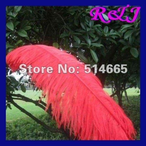 EMS Free shipping Wholesale 50PCS 65-70cm 26-28 inches red dyed ostrich drab feather ostrich plumes