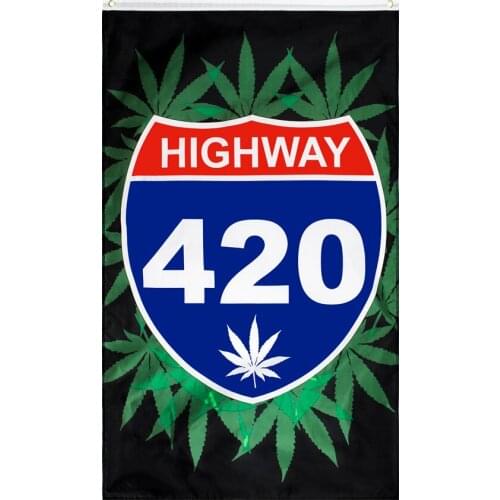Yehoy 90x150cm highway 420 weed Flag For Bar Party Music Festival Tattoo Shop