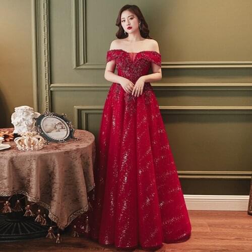 Fashion Sequins Appliques Evening Dress Boat Neck Empire Short Sleeves Floor-Length New A-Line Plus Size Women Formal Gowns D890