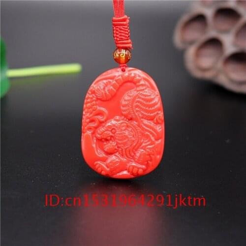 Jade Women Jadeite Men Chinese Carved Pendant Tiger Charm Fashion Gifts Hand for Jewelry Red Natural Necklace Amulet