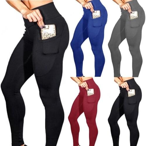 Women Sport Leggings with Pockets Fitness Workout Athletic Push Up Legging Elastic High Waist Slim Jogging Pants Female