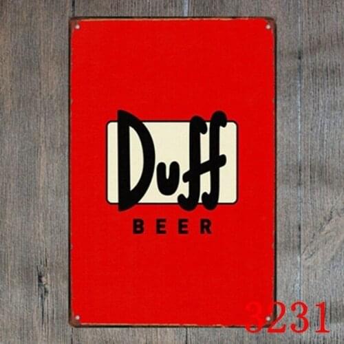 Metal 20X30 Tin Sign Duff Beer Sticker Decor Bar Pub Home Vintage Retro Poster