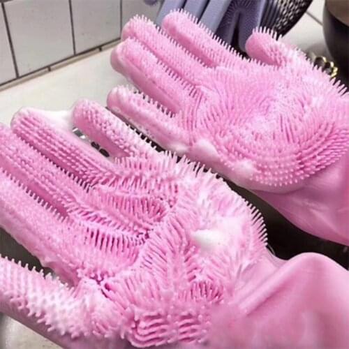 Kitchen Multifunctional Washing And Protecting Silicone Gloves Female Household Water-Proof Dishwashing Gloves Cleaning Artifact