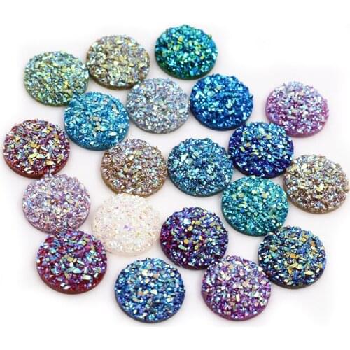 Fashion New 40pcs 8/10/12mm Mix AB Colors FlatBack Druzy Resin Cabochons For Bracelet Earrings DIY Jewelry Making Accessories