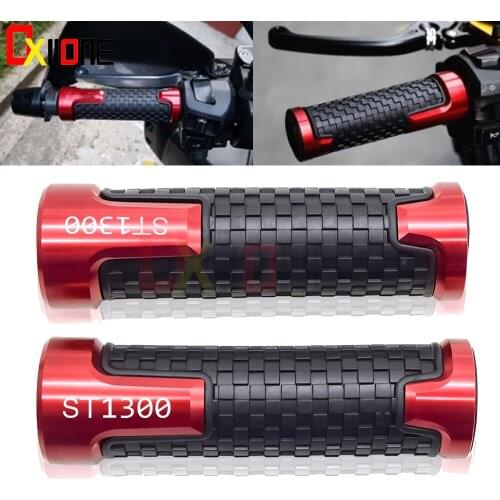 Moto HandleBar Grip Aluminium Accessories 22mm Motorcycle Handle Bar Grips 7/8"Rubber Hand Bar For Honda ST1300 2003-2012