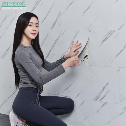Marble Bathroom Kitchen Floor Tile Stickers Non-slip PVC Waterproof Self-adhesive Wallpaper Floor Wall Decor Contact Paper Decal