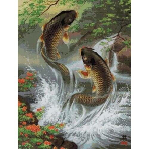 Diy handwork sets diamond pattern embroidery 100% full round&square drills fish cross stitch diamond mosaic painting animal