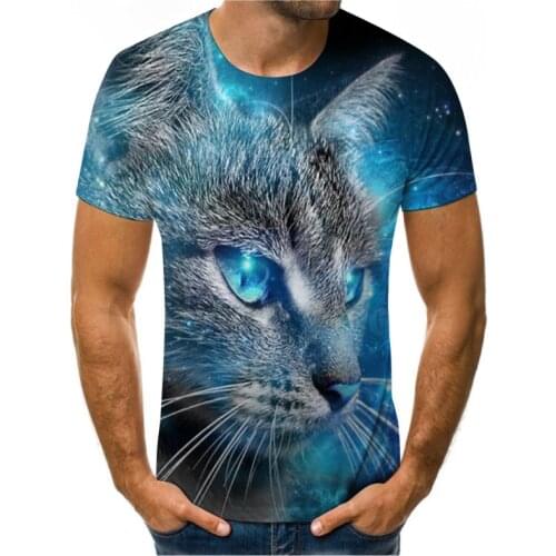 New Style Male T-Shirt Cute Cat Series 3D Printing Hot-Selling Summer Fashion Sports Plus Size T-Shirt Breathable Short Sleeves