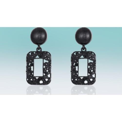 New Vintage Dangle Hollow Square Zinc Alloy Drop Earrings for Women Micro Inlay Rhinestone Jewelry High Quality Classic Gift