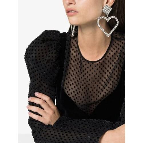 Rongho new Hyperbole Crystal Big Heart earrings for women brincos earring rhinestone square earring pendant