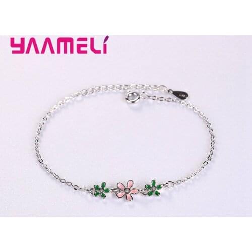 New Sweet And Lovely Fashion Three Flower Bracelet 925 Sterling Silver Chain Lobster Buckle Fashion Bracelet Pulseiras