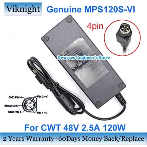 Genuine MPS120S-VI AC Adapter Charger 48V 2.5A 120W MPS120S-V1 For CWT Laptop Power Supply 4PIN