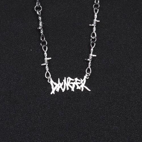 Harajuku Resin Necklace for Women Jewelry Bead Chain Female Symbol Internet Girl Choker Punk Rock Collares Mujer CL58